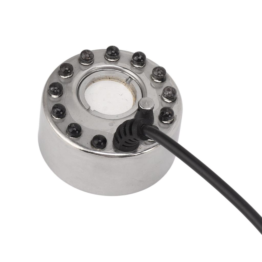 Color 12 LED Mist Maker Fogger Water Fountain Pond Fog Atomizer Humidifier with DC 5V Interface for Water Fountain Pond