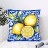 Blue - Toned Watercolor Lemon Pillow Case  Anti-dustmite Pillowcase Invisible Zipper Silky Short Plush Sofa Cushion Cover