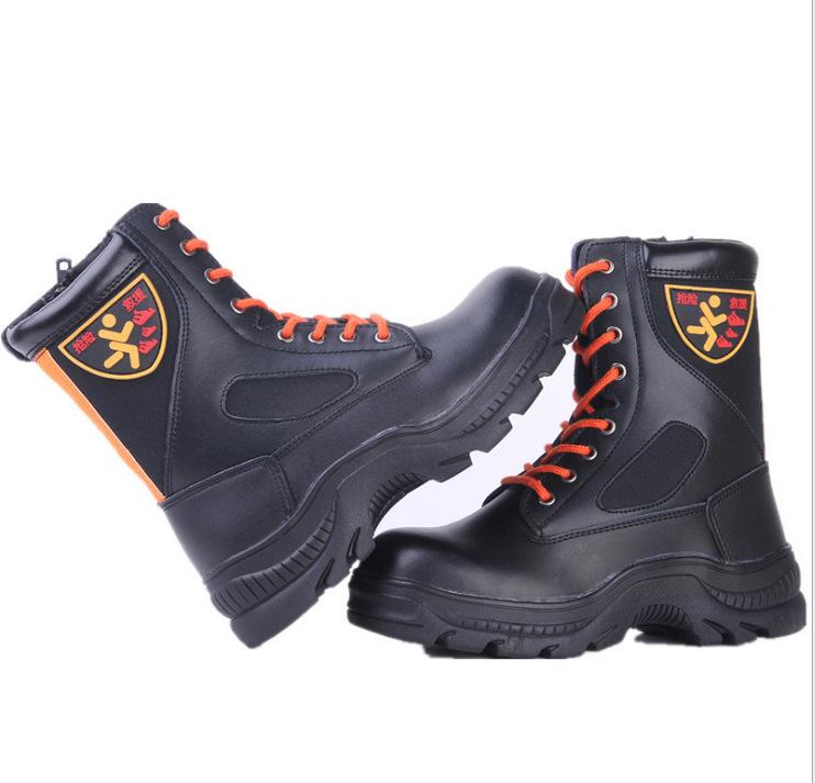 Firefighting Leather Rescue Boots: Anti-smash, Anti-puncture, Safety Footwear for Firefighters Standard