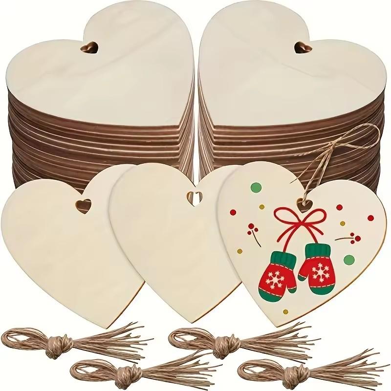 10/20pcs/lot Heart Shaped Wooden Hanging Ornament Hearts Craft for Wedding Valentine's Day Gift DIY Craft Art Project Painting
