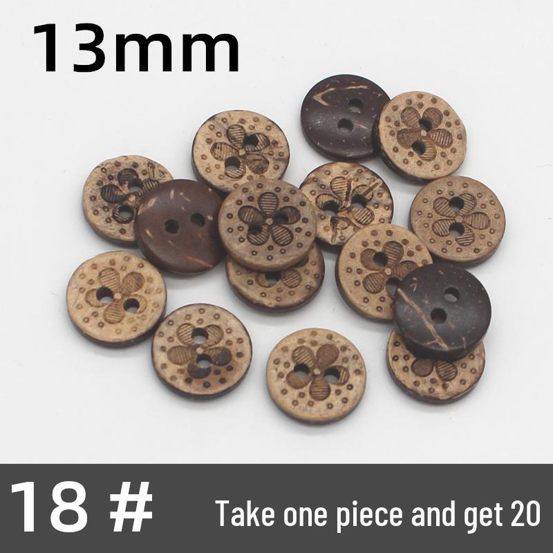Natural Retro Coconut Shell Round Buttons for Children's Clothing