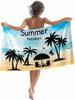 Beach Towel Summer Ocean Beach Microfiber Sand Free Towel, Blue Sky Sea Soft Absorbent Quick Dry Travel Towels for Women Men