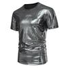 T-shirt da Uomo Lucida Metallica Estiva Casual Girocollo Manica Corta Top Magliette Nuova Moda Oro Costume di Scena Festa Disco Nightclub Tee