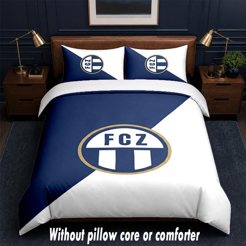 FC Zürich Design Bed Bedding Set 1 Duvet Cover + 2 Pillowcases Soft Breathable Household Bed Linens