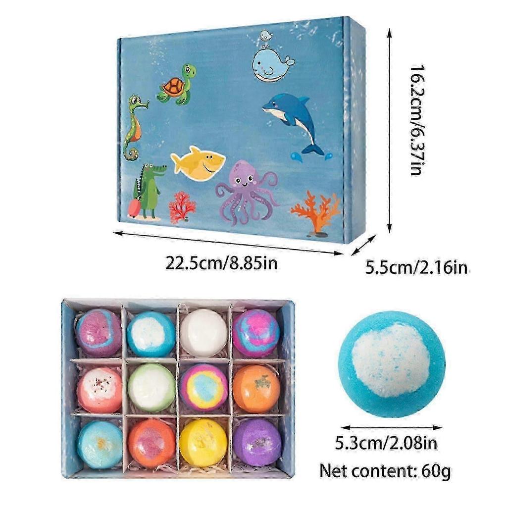 12 Packs Of Children's Bath Bombs Natural Organics Bubble Bath Bombs In Bath Toys For Girls And Boys Birthday Presents For Children