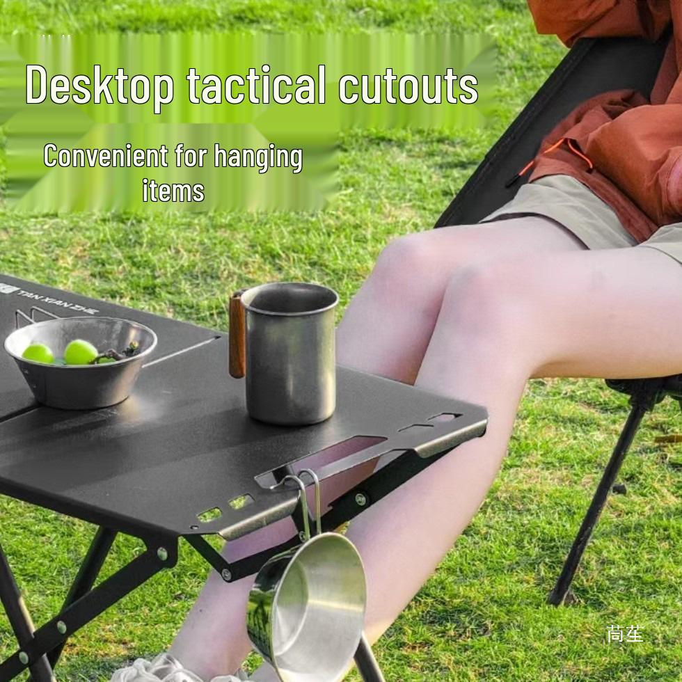 Portable Lightweight Folding Tactical Camping Table - Multi-Functional Carbon Steel BBQ Table
