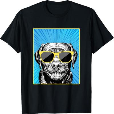 Labrador Retriever Portrait Pop Art Sunglasses Black Lab Dog Men Women Kids T-Shirt