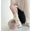 Solid Color Knitted Women Leg Warmers Sweet Girls Bow Long Socks Stockings Knitted Foot Cover JK Lolita Kawaii Cute Leg Warmers