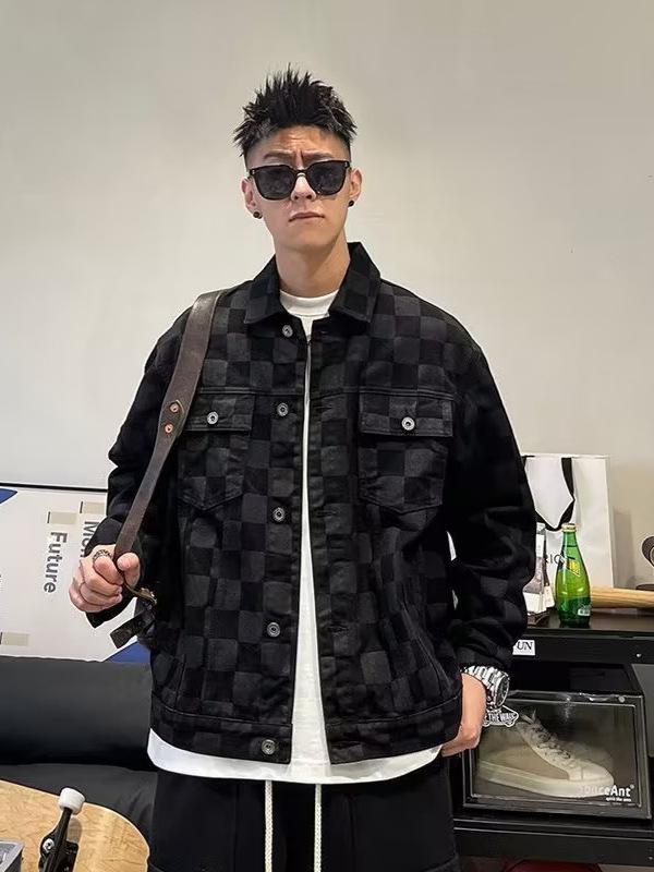 Men's Trendy Punk Street Style Denim Jacket - European & American Spring/Autumn Casual Motorcycle Top