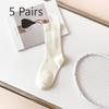 5 Pairs of All Cotton Long Stack Socks for Women In Autumn and Winter