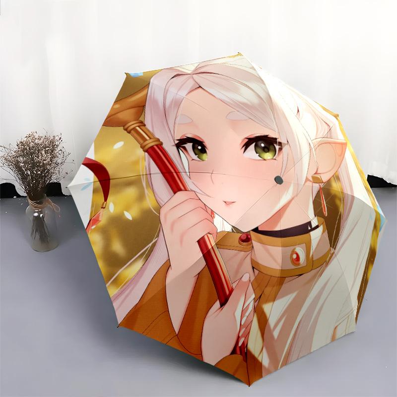 Frieren  pattern, automatic folding umbrella, portable and foldable design, 8 ribs, a Christmas or birthday gift.