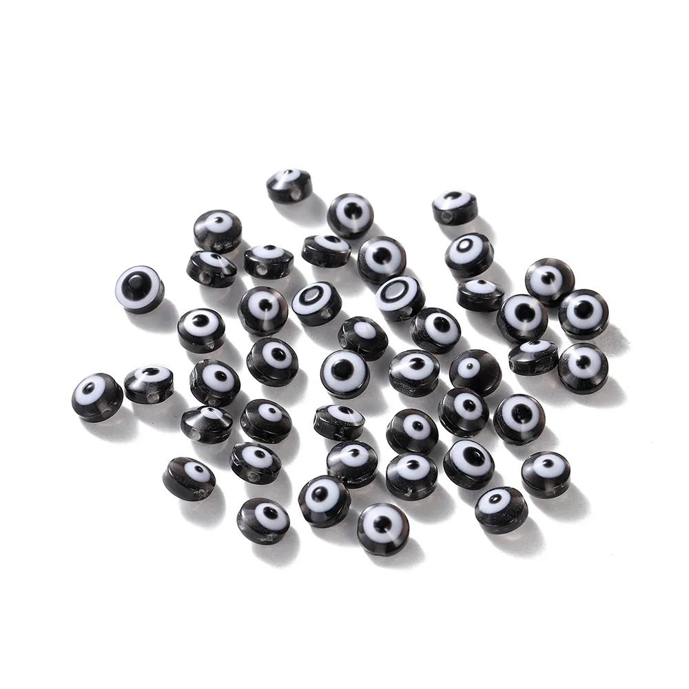 

50 шт./лот 6 мм овальные бусины сглаза, смоляные разделительные бусины, ювелирные изделия для DIY, ожерелье, серьги, браслет, принадлежности для изготовления ювелирных изделий