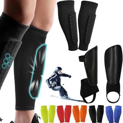 Honeycomb Shin Guards Ski Leg Pads Breathable Anti Collision Soccer Basketball Cycling Protective Elastic Sport Leggings