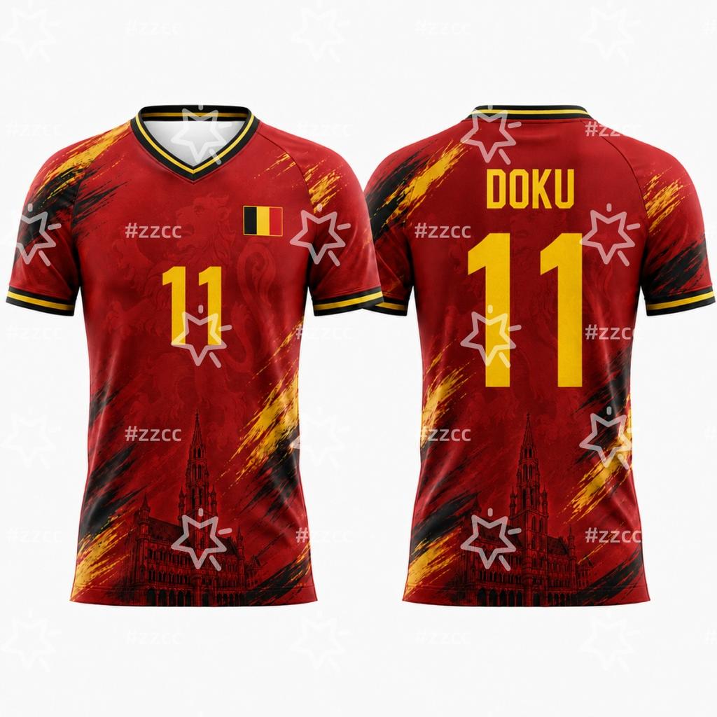 2026 Belgian Fan Football Jerseys De Bruyne, Lukaku Football Jerseys Summer Sports Men's T-Shirt Kid's Clothing Tee Y2k Woman