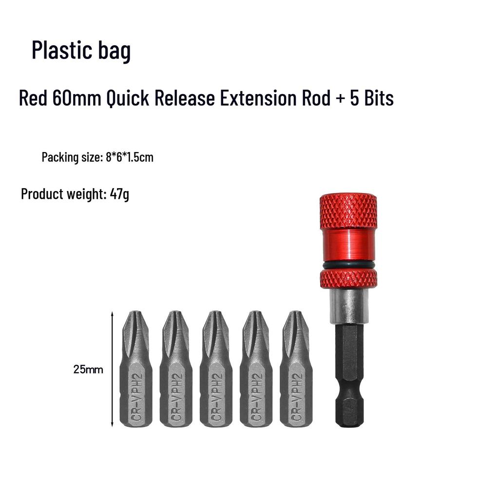 60mm Dark Blue Adjustable Stainless Steel Screwdriver Bit Extension with 1/4 Hex Shank & Quick Release Magnet