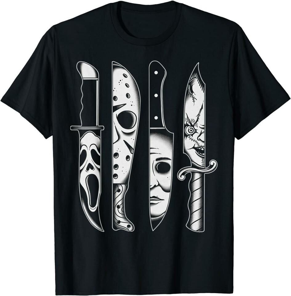 Knives Horror Movie Friday 13 Halloween Horror Goth Evil T-Shirt XXXXL