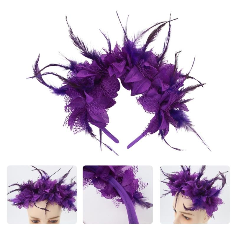 Feather Flapper Headbands Fat Tuesday Prom Dancer Headpiece for Party Carnivals Celebrations Headwear Hair Styling