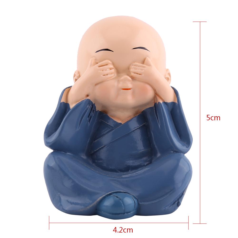 Statuette Bébé Bouddha, 4 Pièces, Petits Moines Figurines Bouddha, Mignon Moine Kungfu, Décoration Intérieure de Voiture, Artisanat en Résine, Étagère Murale,