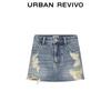 UR Women's Ripped Skirt-Style Denim Shorts