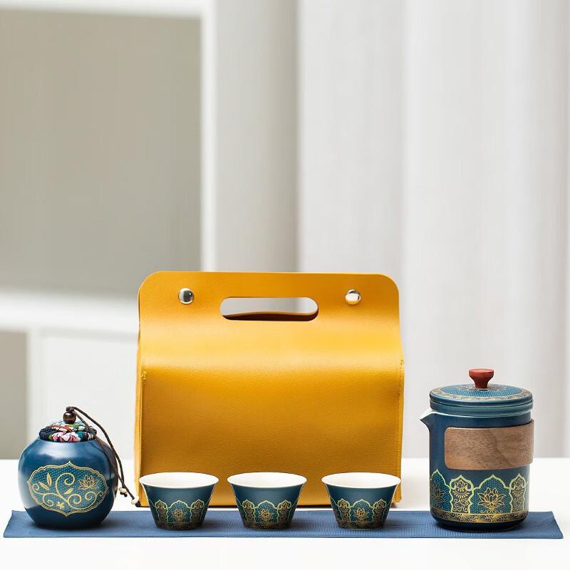 Chaxun Ceramic Tea Set (1 Pot, 3 Cups, 1 Jar)