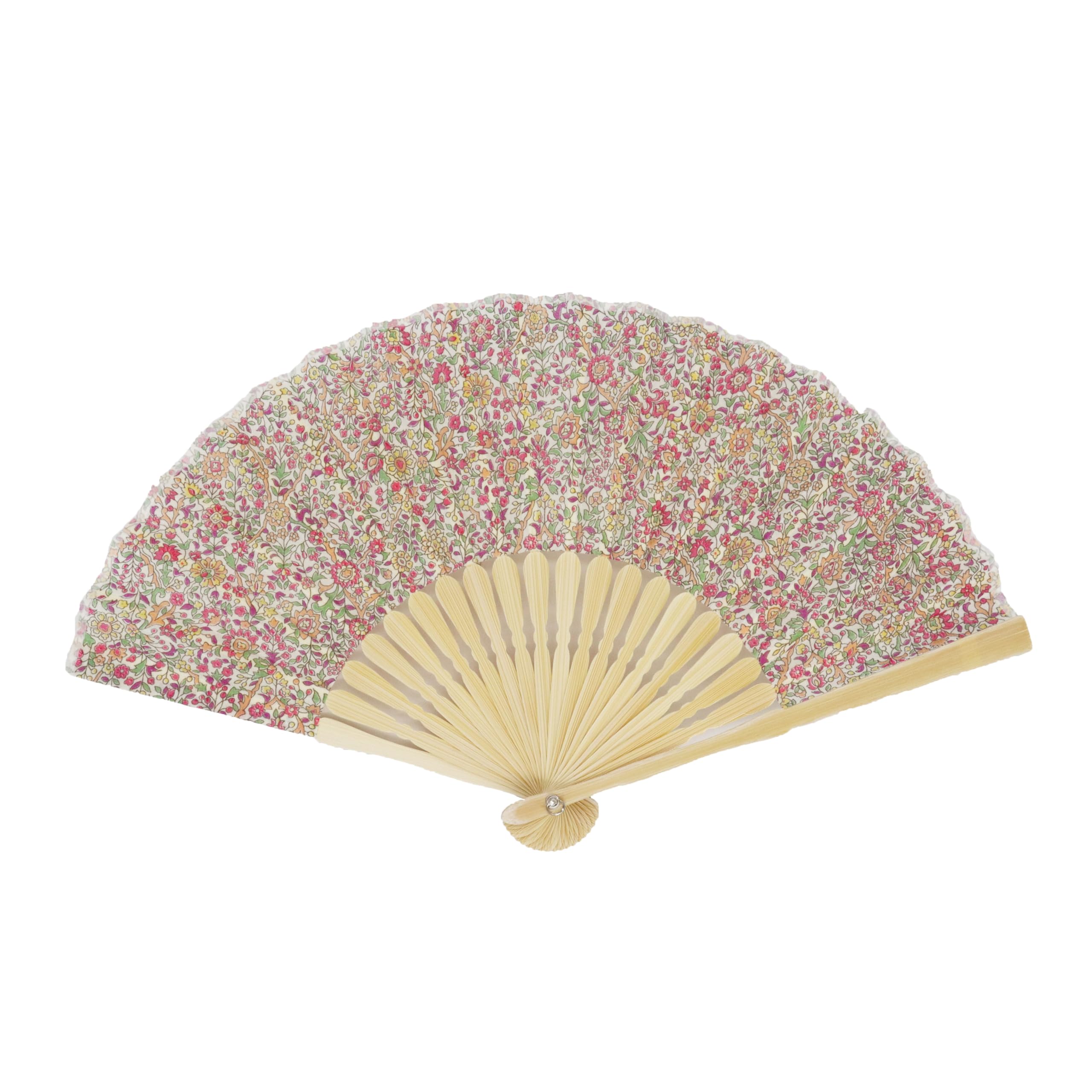 [Onishi Kensei Seihan] Ripple Women s Folding Fan, 20cm, N19-A02, Floral Pattern, Pink