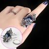 Trendy Ink Blue Pearl Butterfly Crystal Women's Ring For Engagement Wedding  Copper Accessories Rings Wholesale