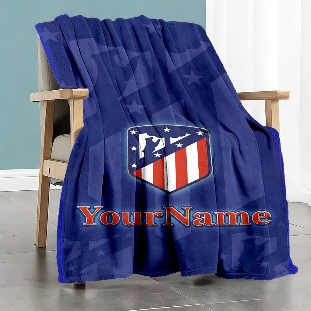 Atletico Madrid Customize Your Name Blanket Multi-purpose Personalized Blanket Durable Comfort Perfect for Home Decor Picnics Office Chair Office