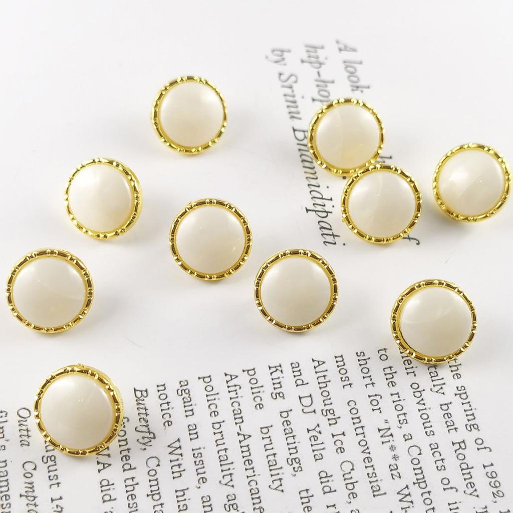 10pcs/Set White Black Color Pearl Shank Buttons Metal Back 15mm Diameter Sewing Buttons For Clothing Dress DIY Decoration