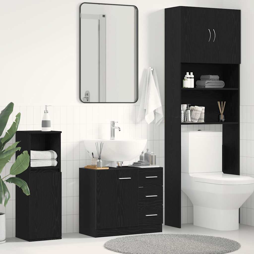 Bathroom Vanity Unit Black Oak Effect 63 x 30 x 54 cm