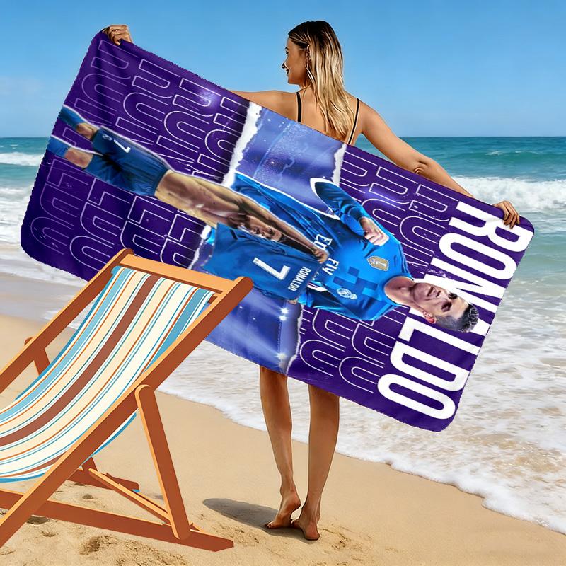 Serviette de plage Art Football Dynamique CR7 Camping extérieur doux Serviette de piscine extérieure Séchage rapide Serviette de bain Absorbante Mode