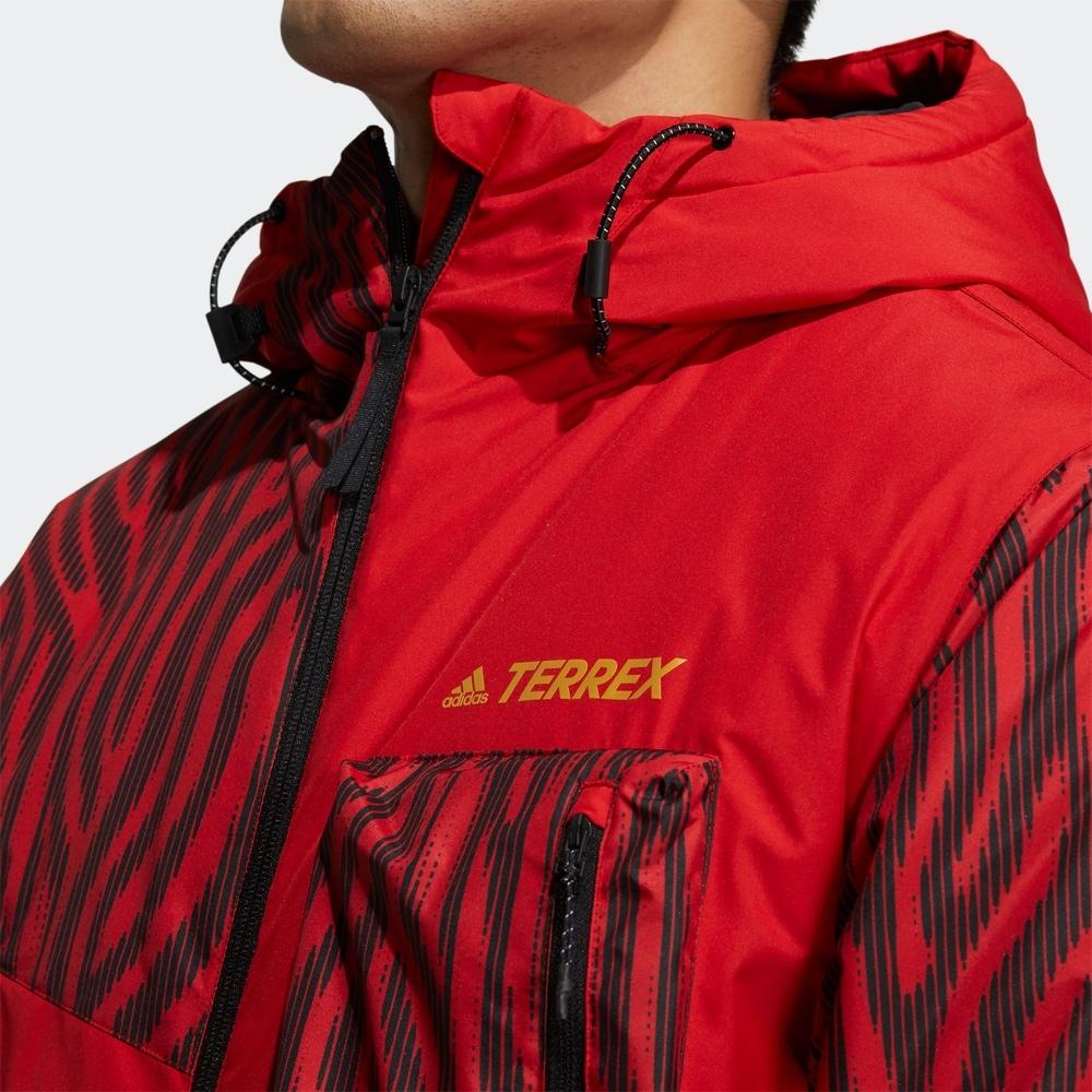 adidas Bawełniana kurtka z kapturem w bloki kolorów Męskie kurtki Jasnokarmazynowy HE7337