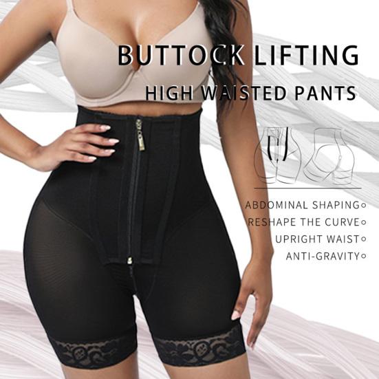 High Waist Shapewear with Zipper & Button Closure Tummy Control Hip Lifting Body Shaping Pants Compression Breathable Postpartum & Daily Firming