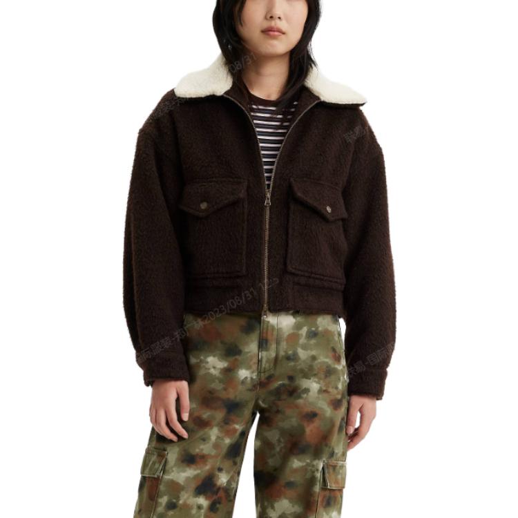 Levis Baby Bubble Laine Sherpa Veste Trucker Veste Femme Noir A6055-0000