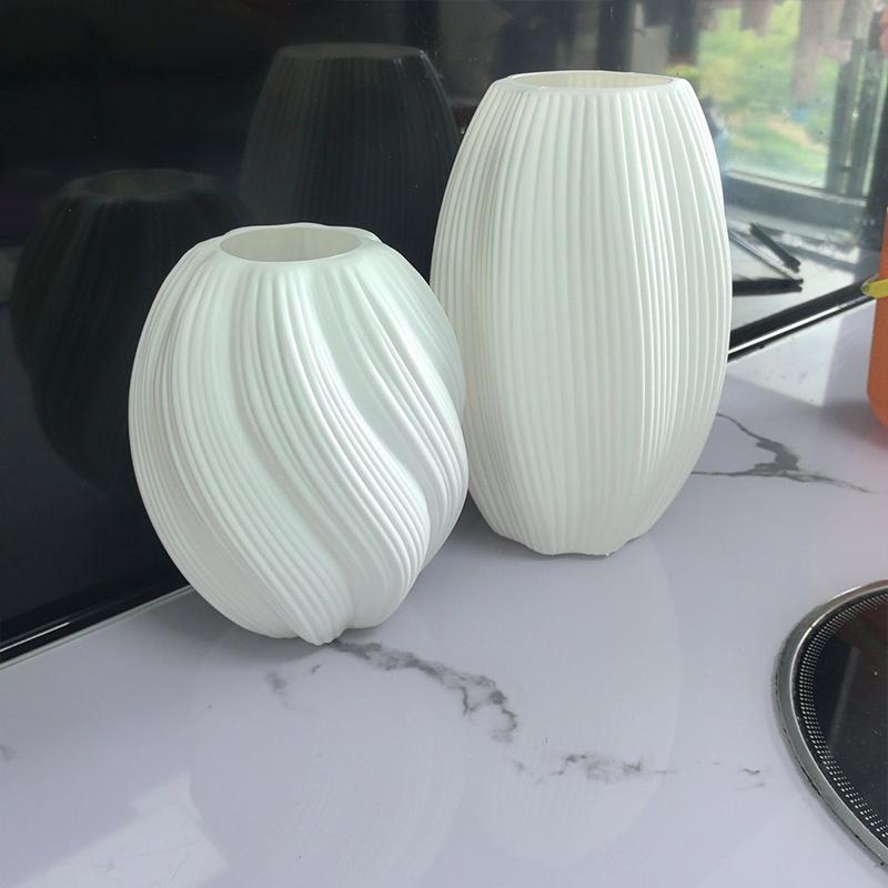 Nordic White Flower Vase Imitation Ceramic Plastic Flower Vase Living Room Desktop Decoration Wedding Centerpiece Arrangement