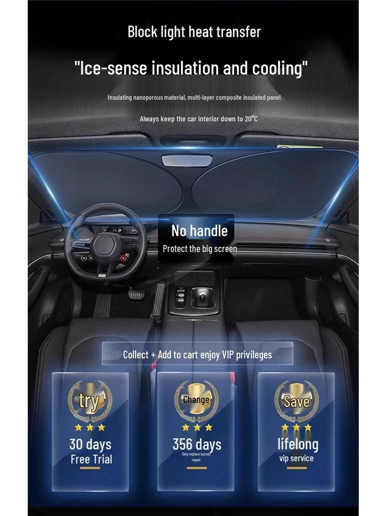 Xiaomi SU7 Car Sunshade: Deep Space Cooling Cloth for Front Windshield - Heat Insulation & Light Blocking.