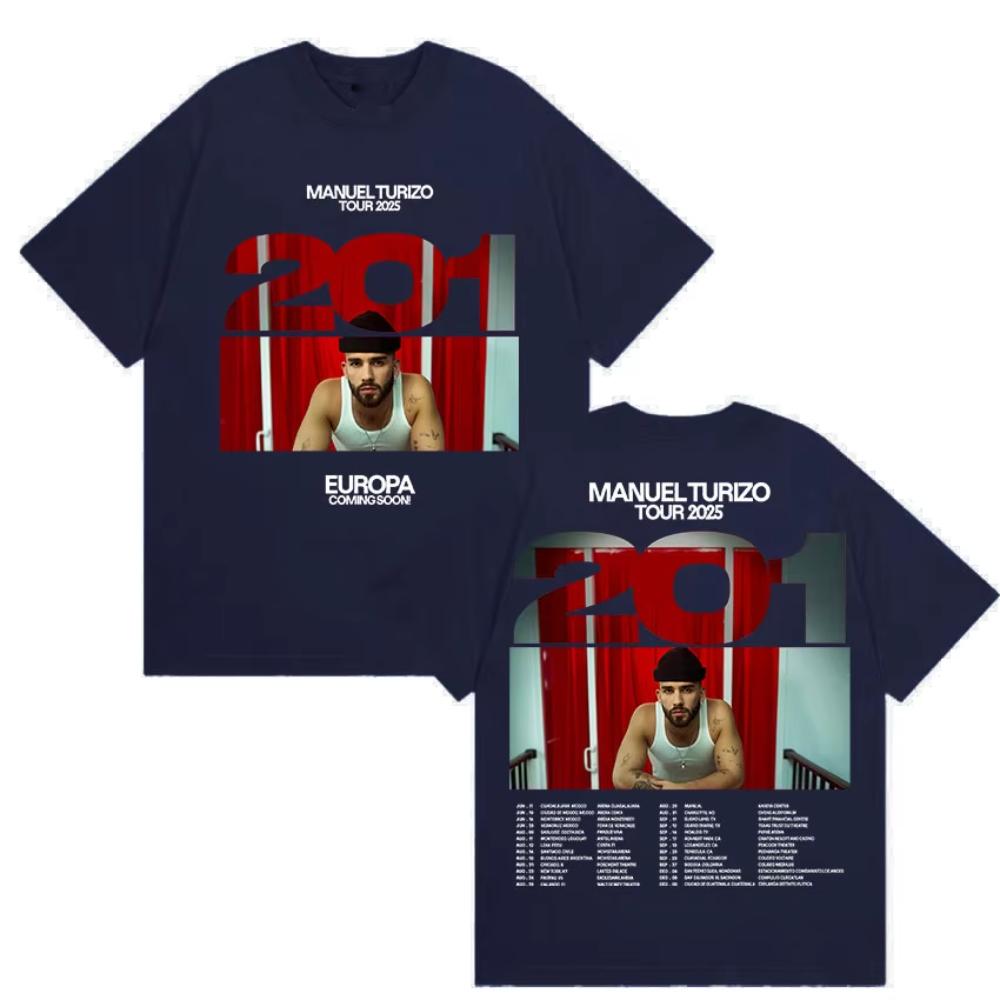 Rapper Manuel Turizo Tour 2025 Grafik T-Shirt Herren Hip Hop Locker Kurzarm T-Shirts Vintage Übergroß Baumwoll-Tee Streetwear