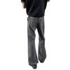 Mens Gray Black Embroidered Flare Dress Pants Old Money Style Relaxed Fit Casual Trousers