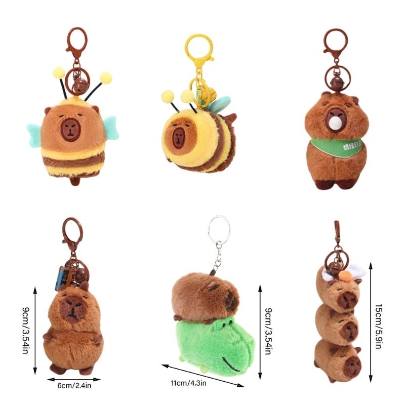 Portachiavi Capibara alla Moda Elegante Colore Fascino Vestito Adorabile Robusto Peluche Ciondolo per Borse e Chiavi Decorazione