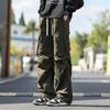 SWAMP AREA Men's Windproof Workwear Pants Spring Autumn American Street Style Draped Straight Loose Fit Trousers KS381 Military Green S