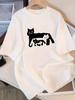 Casual T-Shirt for Women Featuring a Cat Design - a Loose-Fitting Summer Top with Short Sleeves, Made from Breathable Material, Easy To Wash In a Mach
