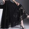 Trendy Lace Trim Long Maxi Skirt, Slimming Effect Mesh Fairy Ruffles Dress