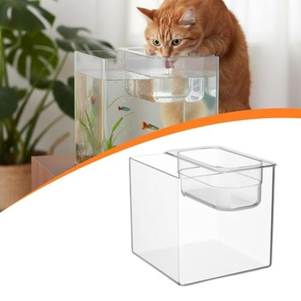 Cube Double-layer Fish Tank Plastic Cat Drinking Bowls Goldfish Tanks Landscape Ecological