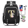 26 English Letters Black Backpack Cosplay Canvas Rucksack Children Kids Schoolbag Travel Bag Back To School Bookbag