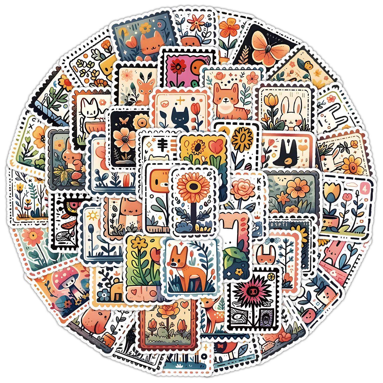 

50 Неповторяющихся наклеек-штампов с животными, наклейки для мобильного чемодана, водонепроницаемые декоративные наклейки, наклейки для детского ручного блокнота