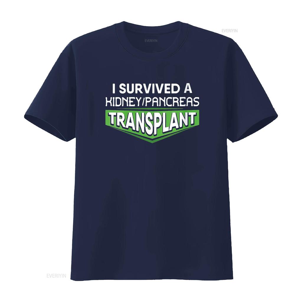 Womens I Survived A Kidney Pancreas Transplant Awareness Round Neck T Shirt Black vintage Washed homme Versatile Breathable