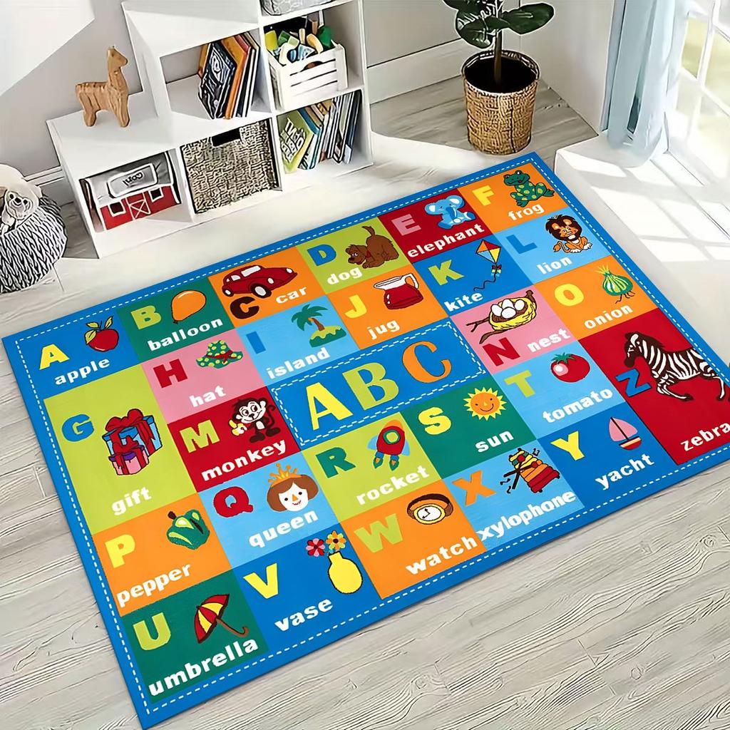 ABC Animal Alphabet Cartoon Early Educatio Children Crawling Playroom Rug for Bedroom Living Room Sofa Doormat Decor,Non-slip