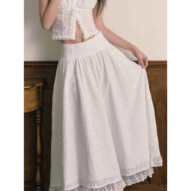 Bai Zhi Jasmine French style Palace Style Temperament Design Sense Gentle Atmosphere Sense Top + Lace Skirt Two-piece Set