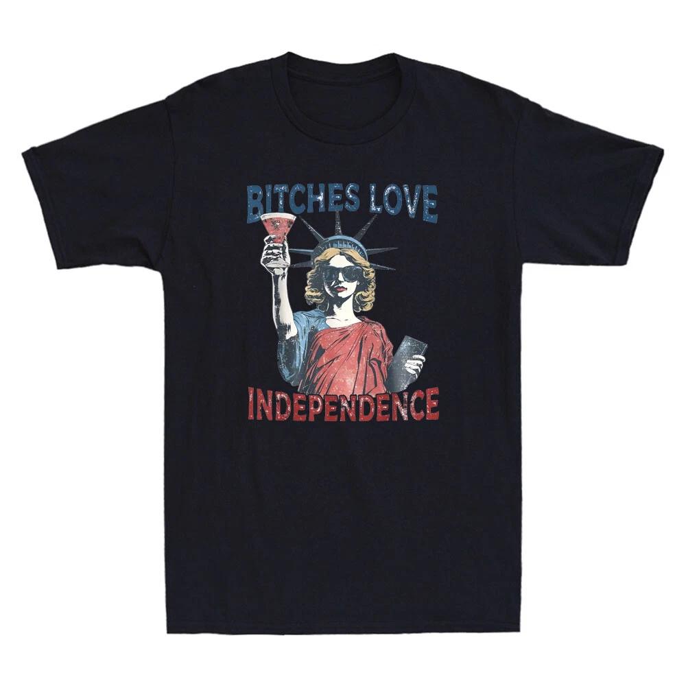 Bitches Love Independence Funny 4th Of July Vintage Men s Short Sleeve T-Shirt XXL