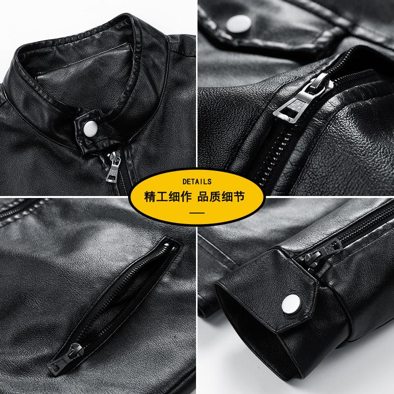 New leather jacket men's PU leather jacket single clothes casual jacket trend slim handsome youth