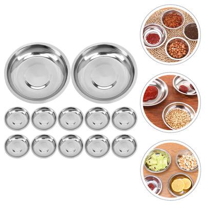 12 Pcs Stainless Steel Plate Prep Bowls Small Metal Food for Dipping Cooking Kitchen Sauce Cups Gear